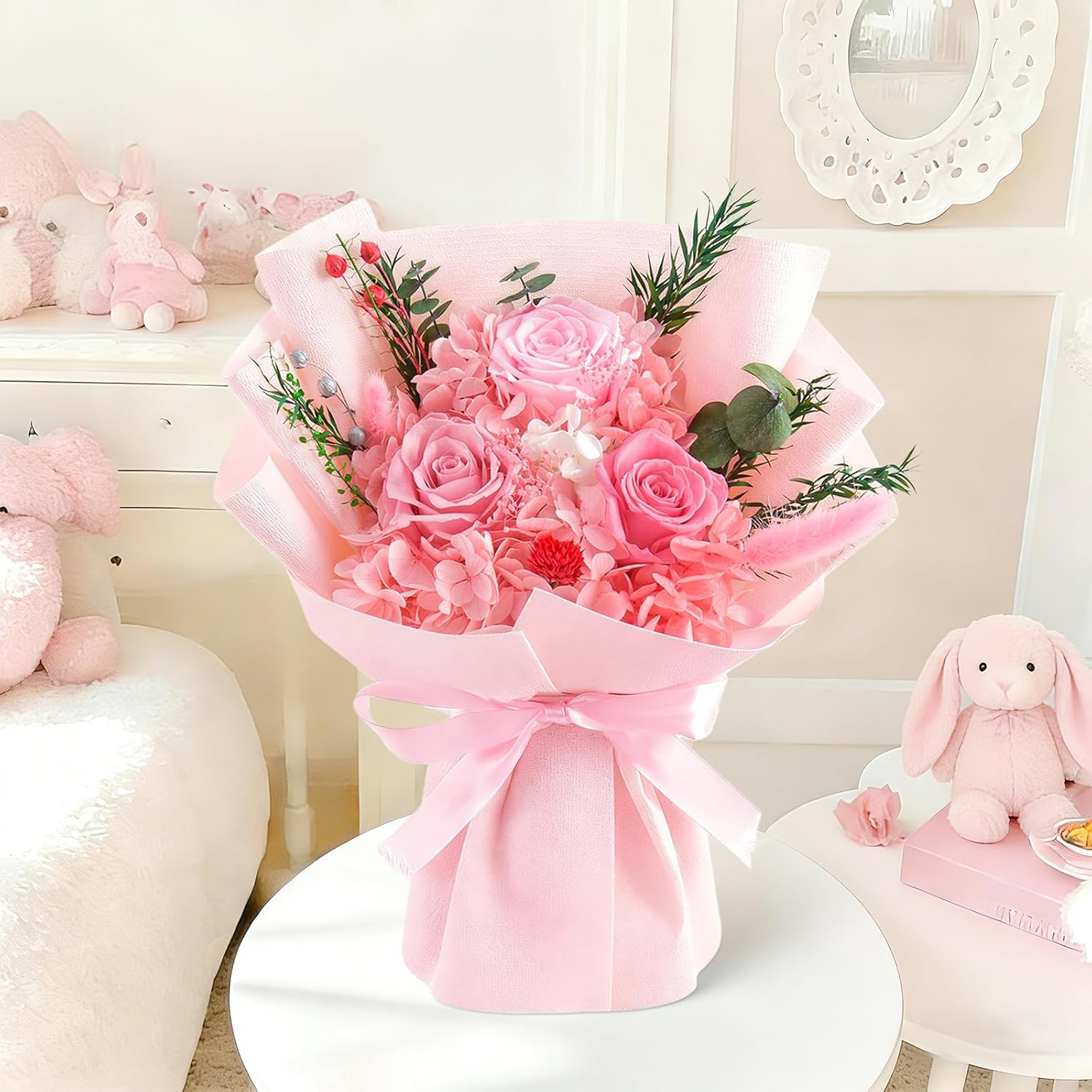 Preserved Flowers Bouquet, Flowers for Delivery,Handmade Pink Rose Bouquets Lasting 3-5 Years, Luxury Gift Box,Birthday Flowers Gifts for Women Mom Grandma Wife Friends - Image 7