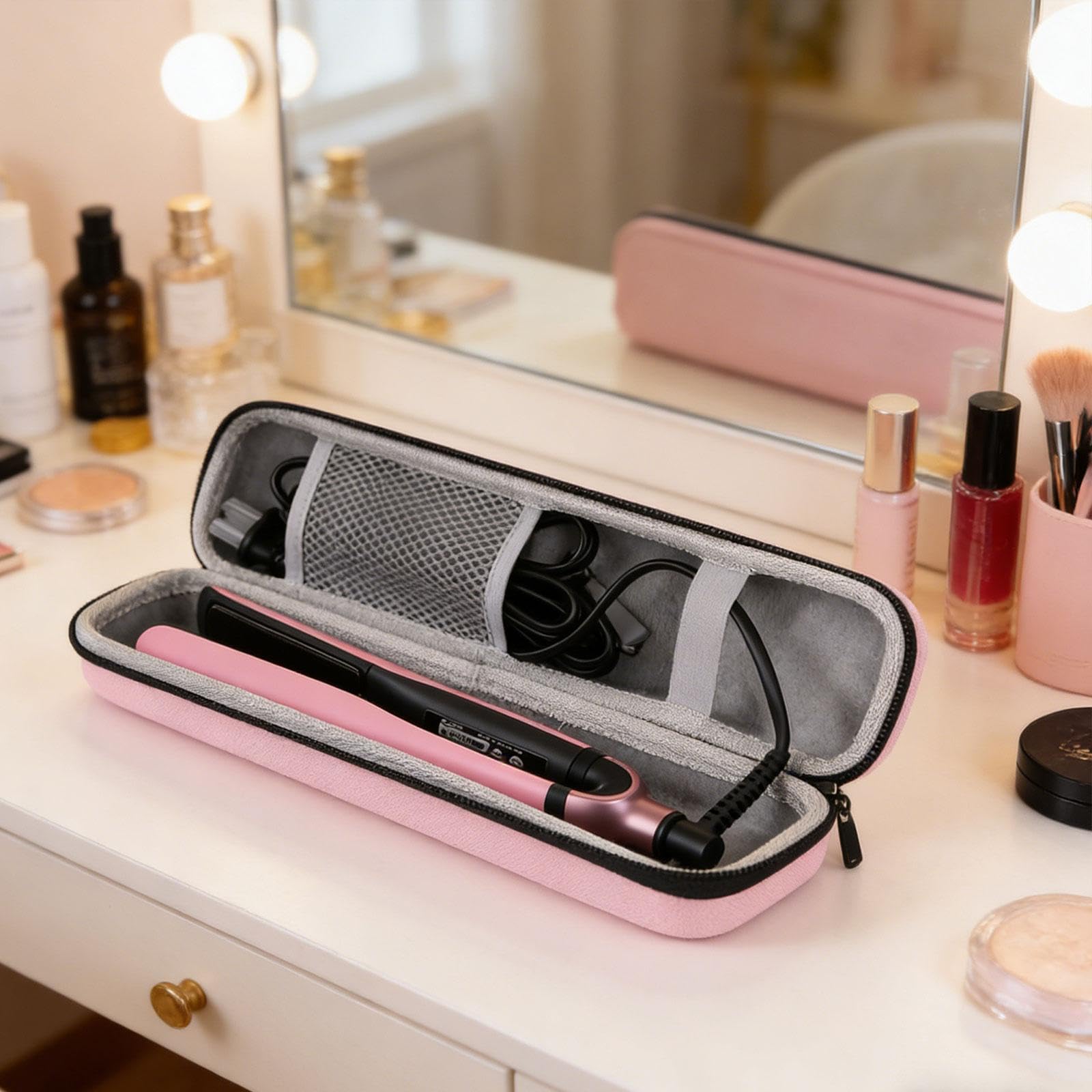 Custodia Da Viaggio, Custodia Da Viaggio per Piastra per Capelli, Accessori di Bellezza per Viaggi E Vacanze, Rosa