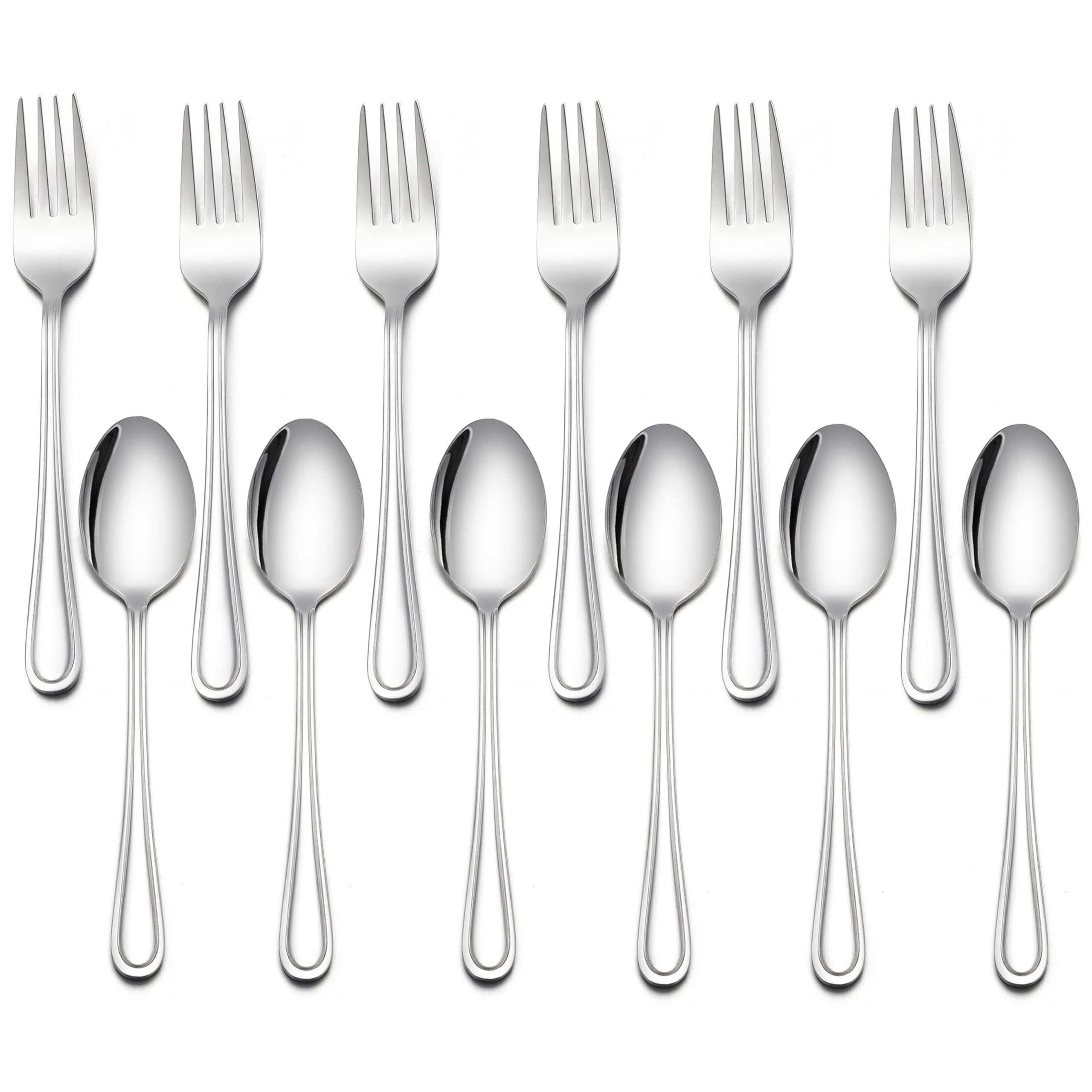 LIANYU 12-Piece Toddler Utensils, Stainless Steel Kids Silverware Set, 6 Kids Spoons and 6 Toddler Forks, Children Child Flatware Cutlery Set for Home