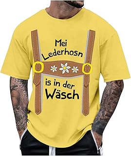 Camiseta para hombre con estampado de pantalones de piel de manga corta para Oktoberfest, perfecta para el ambiente divert...