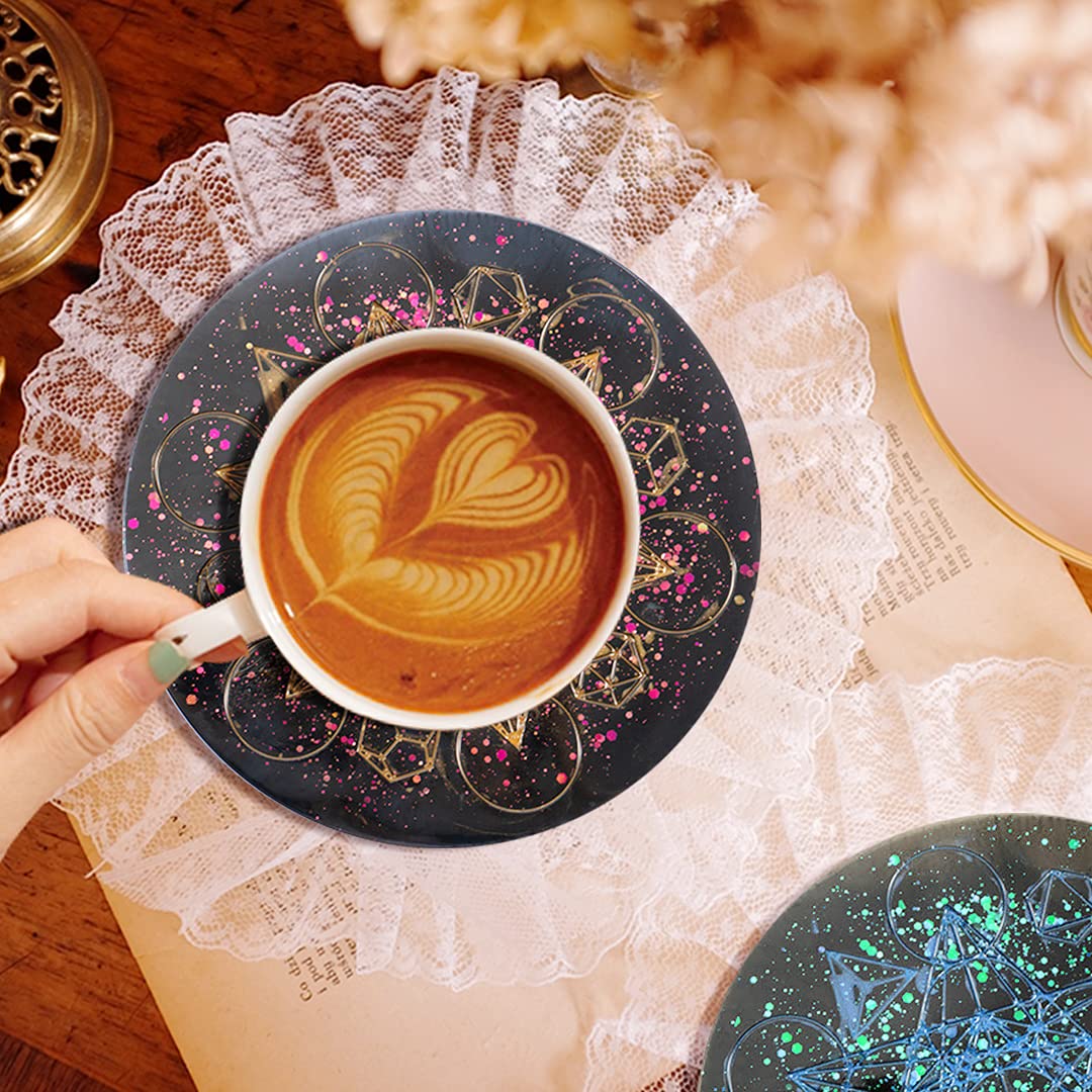 Zayookey Rune Resin Board Mold Silicone Pendulum Mat Mould Epoxy Resin Tarot Divination Mold Orgone Flower of Life Large Coaster Mould for DIY Casting Tray Crafts - Image 3