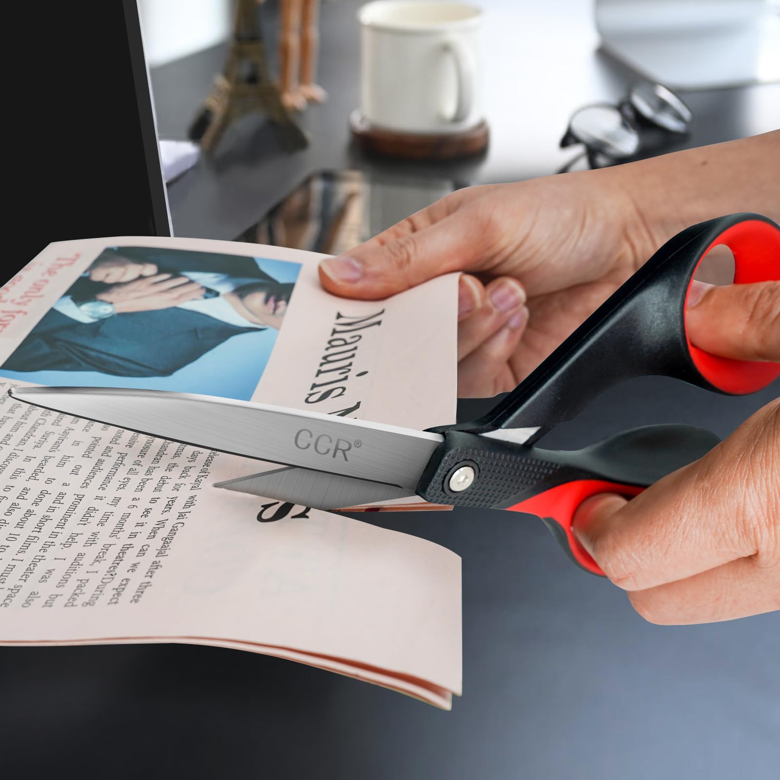 CCR Left-Handed Scissors Set,21.5cm Left-Handed Household Craft Scissors,Comfort Grip,Suitable for Schools Homes and Offices,2 Pieces - Image 4