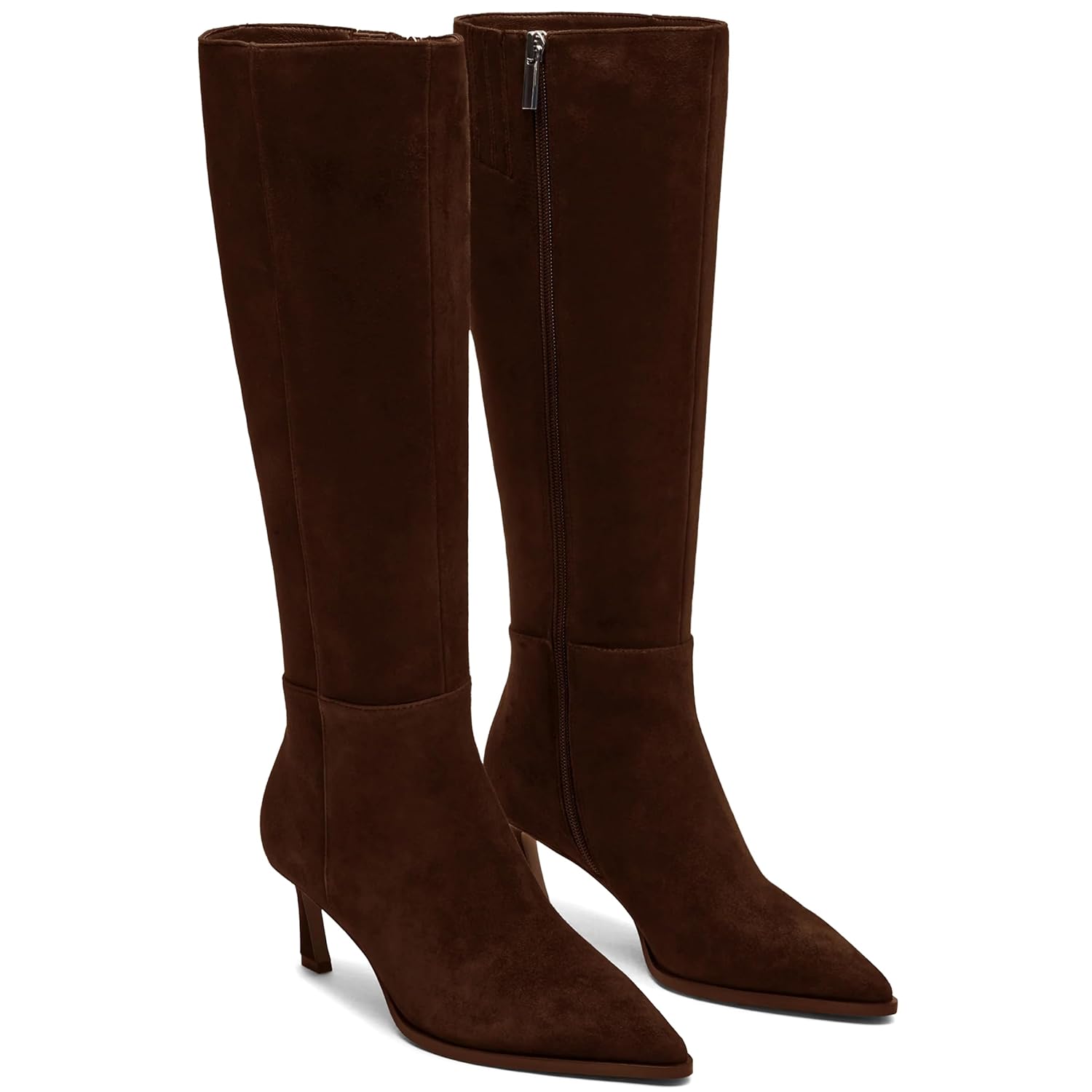 Celbreez Knee High Boots Women Kitten Heel Pointed Toe Tall Boots for Women Side Zipper Long Boots comfortable