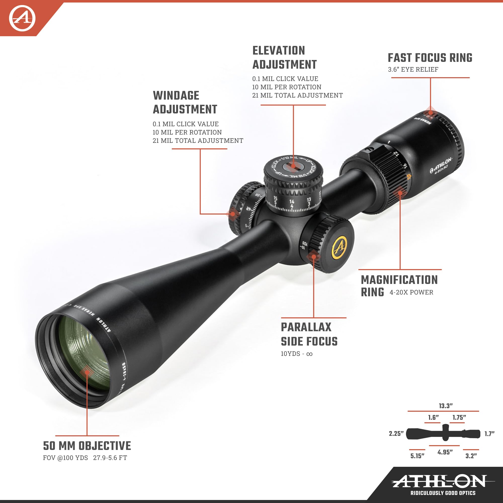 Amazon.com : Athlon Optics 214506: Heras SPR 4-20X50 Riflescope