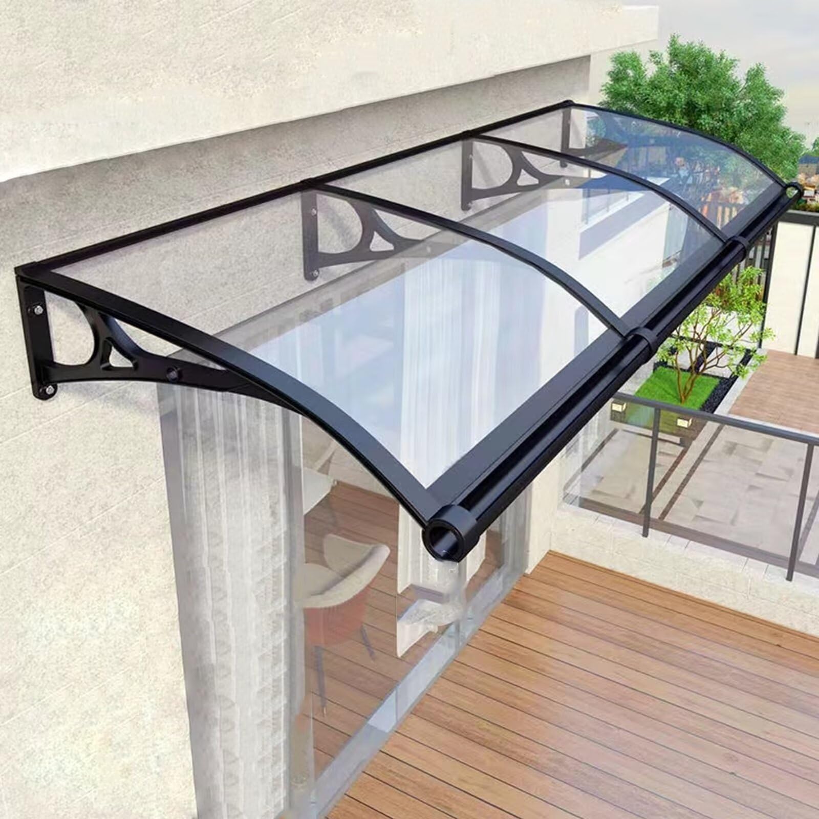 Toldo para ventana exterior con filtro UV avanzado y soportes frontales de aluminio