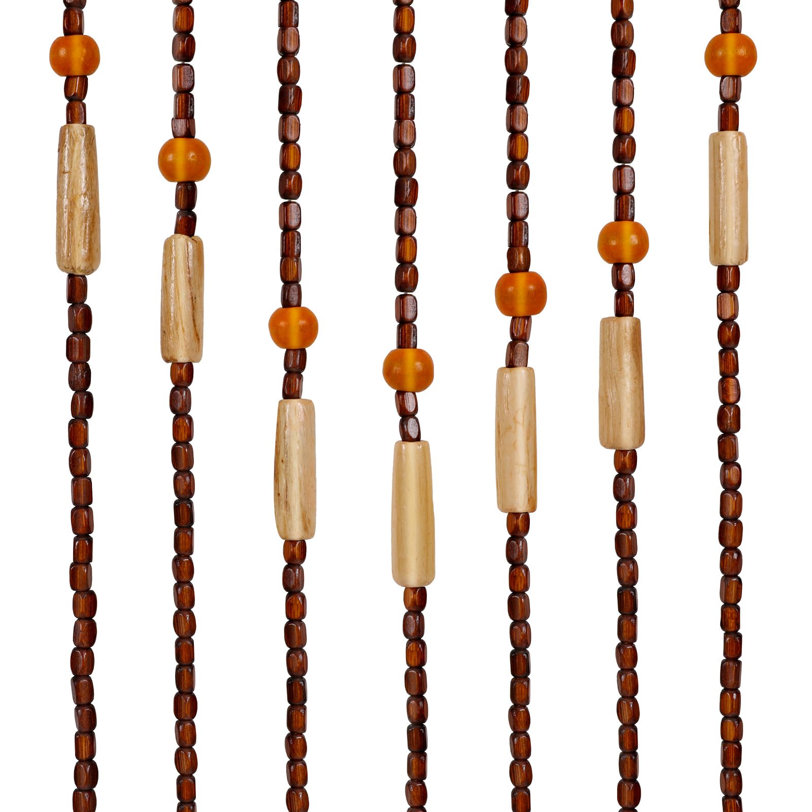 Rideau en perles de bois, contre les insectes, marron chocolat, 208 x 90 cm
