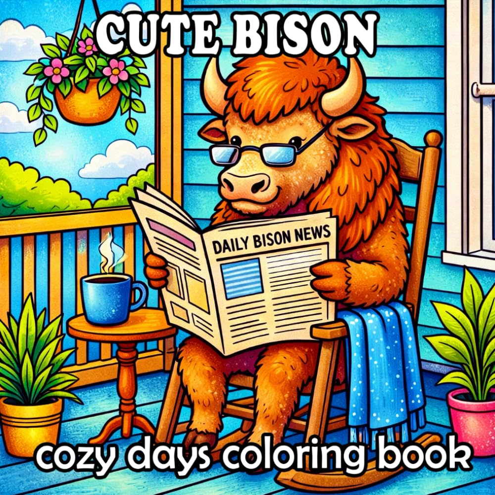 Bison Coloring Book:: Majestic and Cozy Prairie Bison Scenes for Kids and Adults