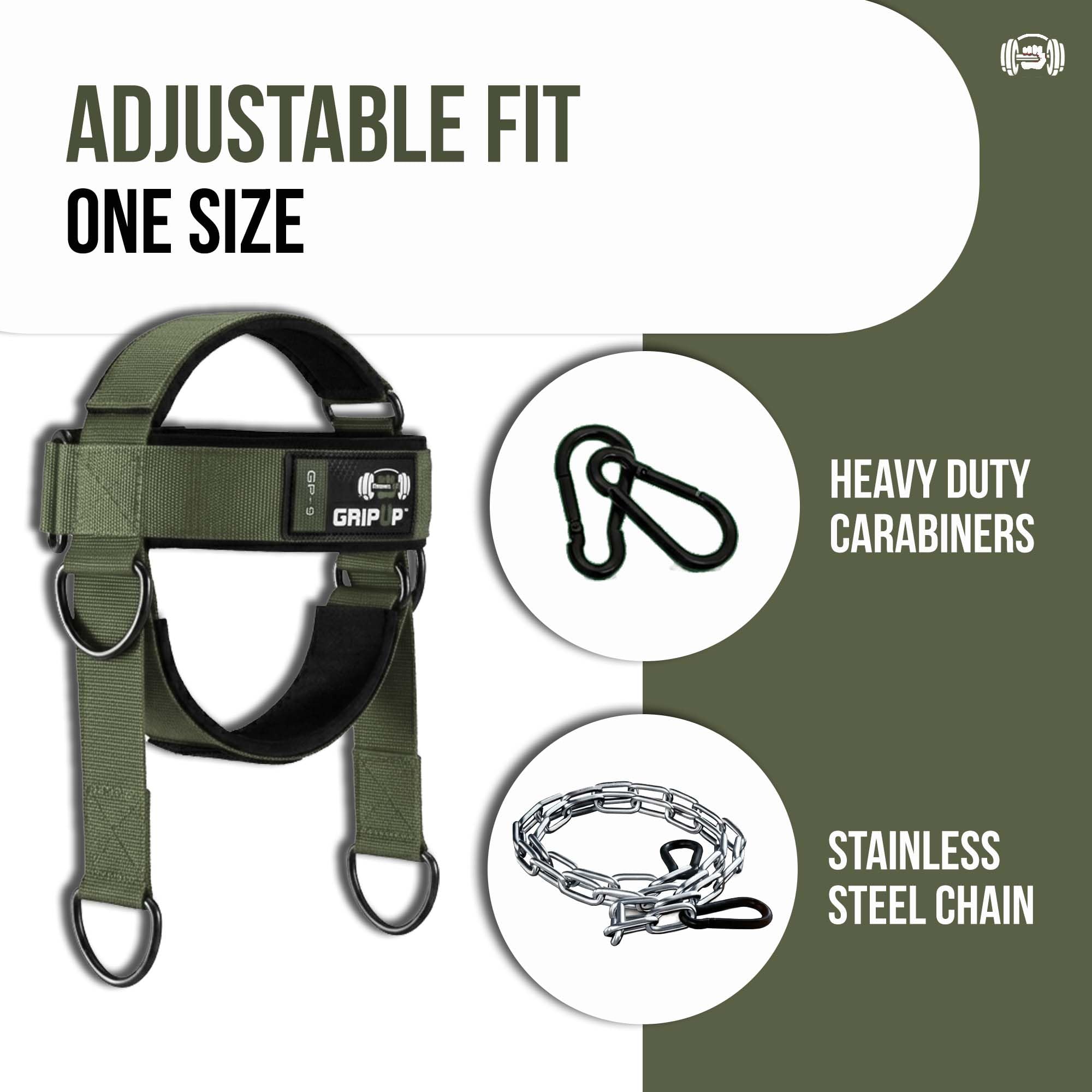 Nacken Harness mit Kette – Neopren Head Harness für Neck Training & Gewichtheben, Kopfband für Nackentraining, Fitness & Bodybuilding Zubehör