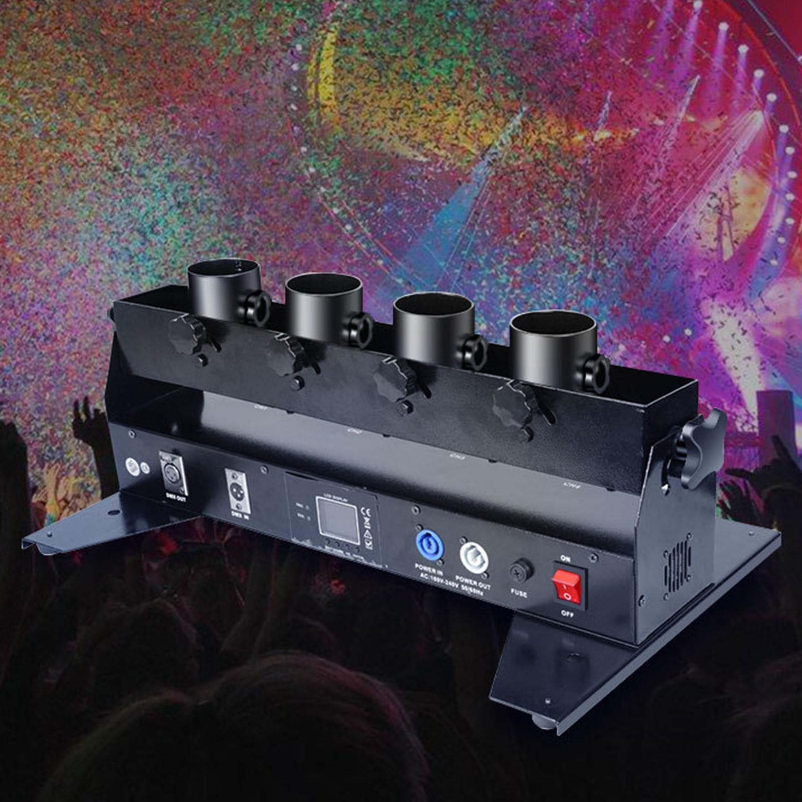 Professionelle Konfettikanone, 4-Schuss-Konfettikanone mit DMX/Fernbedienung für Enthüllung, Hochzeit, Disco, Show, Club, Bühne, Party