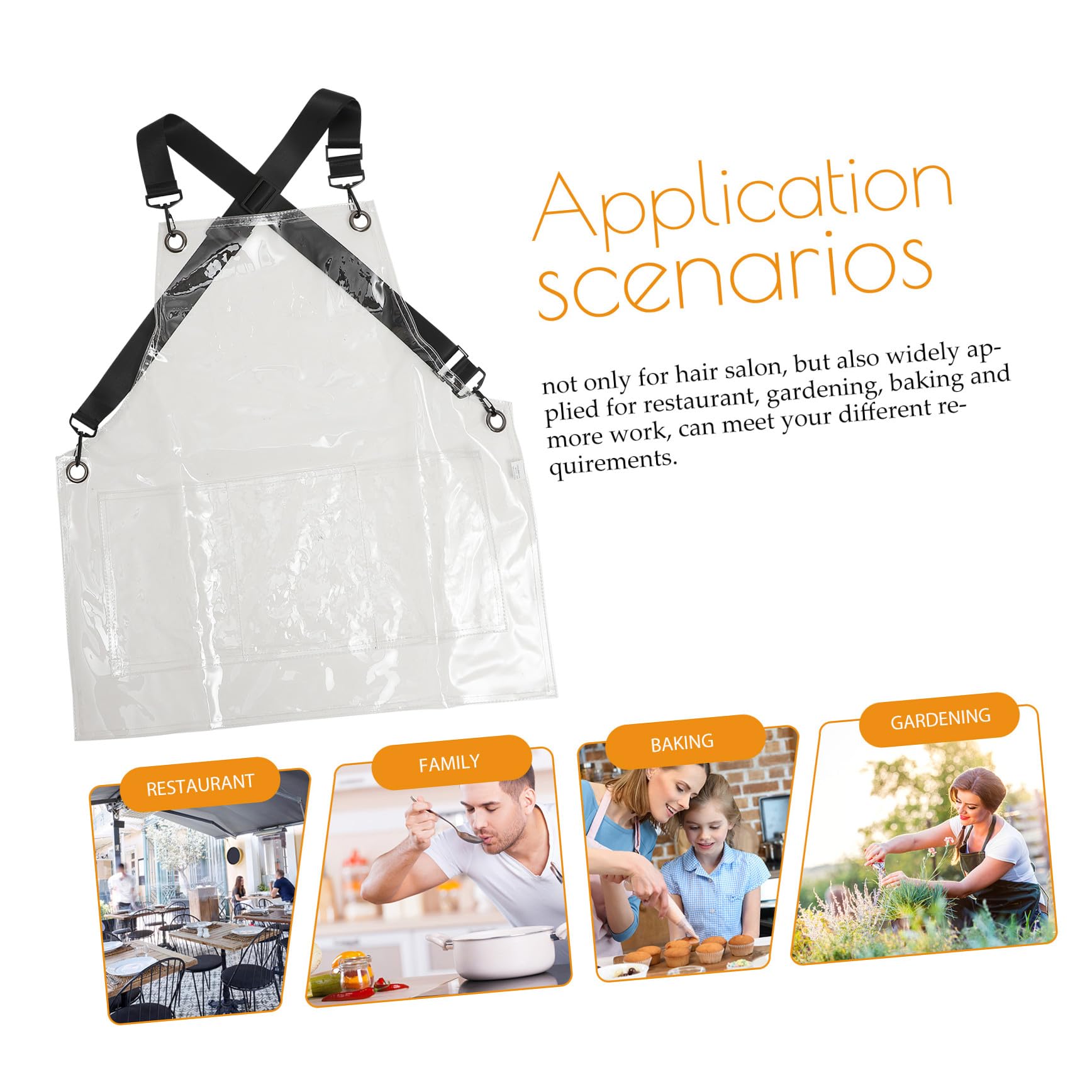 Delantal Impermeable Delantal De Cocina De Plástico Transparente Con 2 Espaldas Cruzadas Ajustables Y Extraíbles