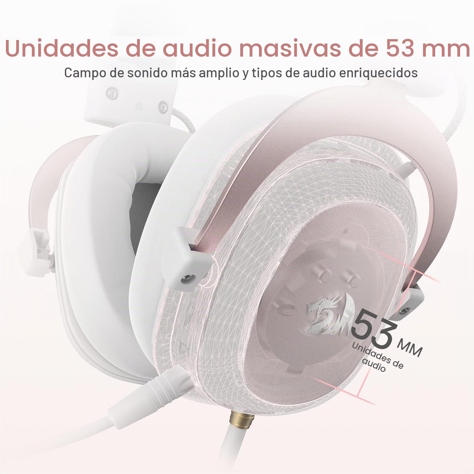 Redragon H510 Cascos Cable 7.1 53mm Multiplataforma | cascos gaming cable sonido envolvente 7.1 almohadillas viscoelásticas drivers 53mm micro desmontable PC PS4 Xbox