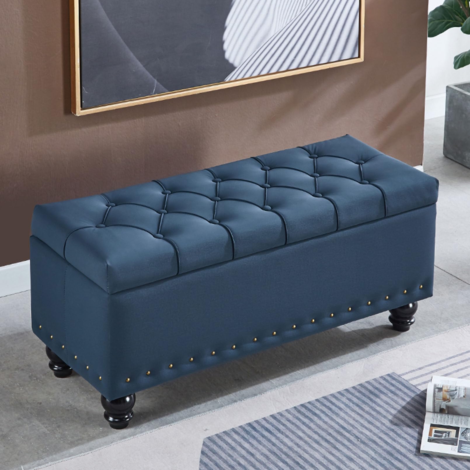 Banc de rangement ottoman robuste charge 400KG avec charnières