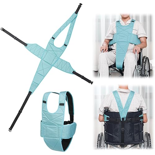 Wheelchair Seat Belt with Front Pocket ​| ​​Designed to Prevent Falls with Adjustable Buckle - Ideal for Elderly Users, Post-Operative Patients & People with Limited Mobility​​（Blue）