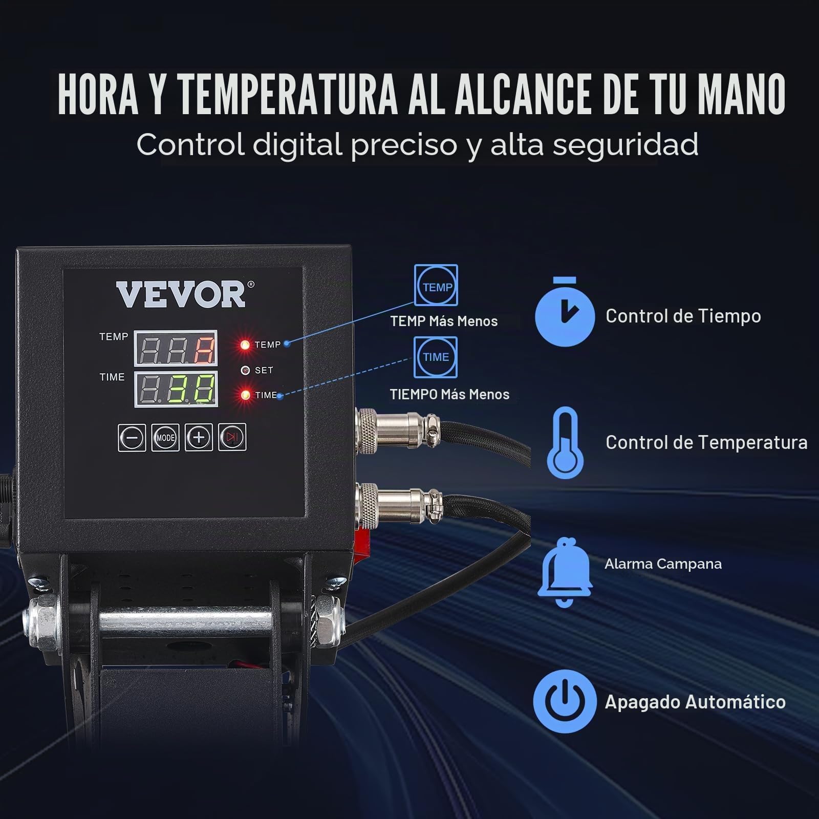 VEVOR Prensa de Calor Negro 380x380mm Máquina de Sublimación Textil 1200 W Calentamiento Rápido Prensa de Calor por Transferencia por Sublimación Digital e Industrial para Camiseta, Bolso, Almohada