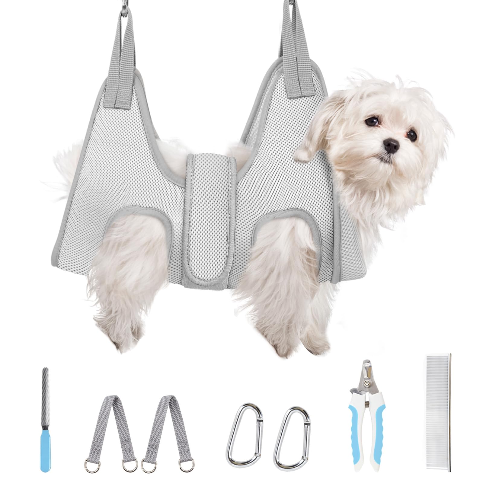 Supet Dog Grooming Hammock for Small Dogs, Dog Hanging Harness for Nail Trimming Doorframe, Pet Holder Restraint for Clipping Nails, Pet Hoist Sling