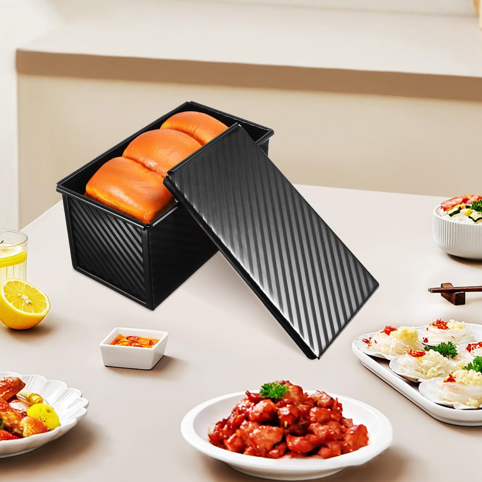 Luxshiny Brotbackform Mit Deckel Rechteckige Antihaft-toastbrotform Für Backen Und Aufbewahrung Inklusive Teigschaber Lebensmittelechtes Material Für Toast Und Brot