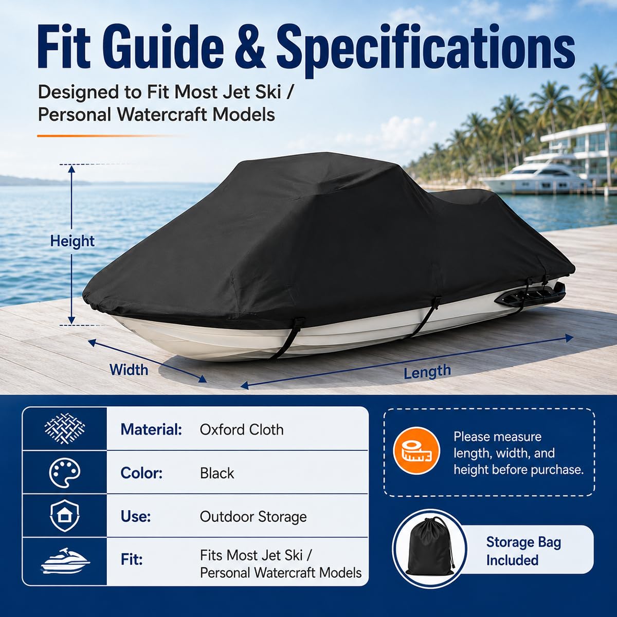 Funda para Moto Acuática para Bombardier/Sea-Doo Sea-Doo 320/Aqua-Scooter 1968-1970, Impermeable Resistente a los Rayos UV, Cubierta de Jet Ski Almacenamiento Exterior
