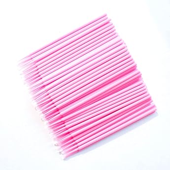 Fenshine 100pcs Micro Applicator Brushes Disposable Eyelash Extension Micro Brushes for Eyelash Extension Pink