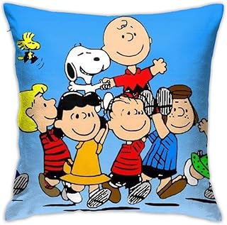 nxnx Snoopy-Peanuts - Juego de fundas de almohada decorativas de 45,7 x 45,7 cm, forma cuadrada