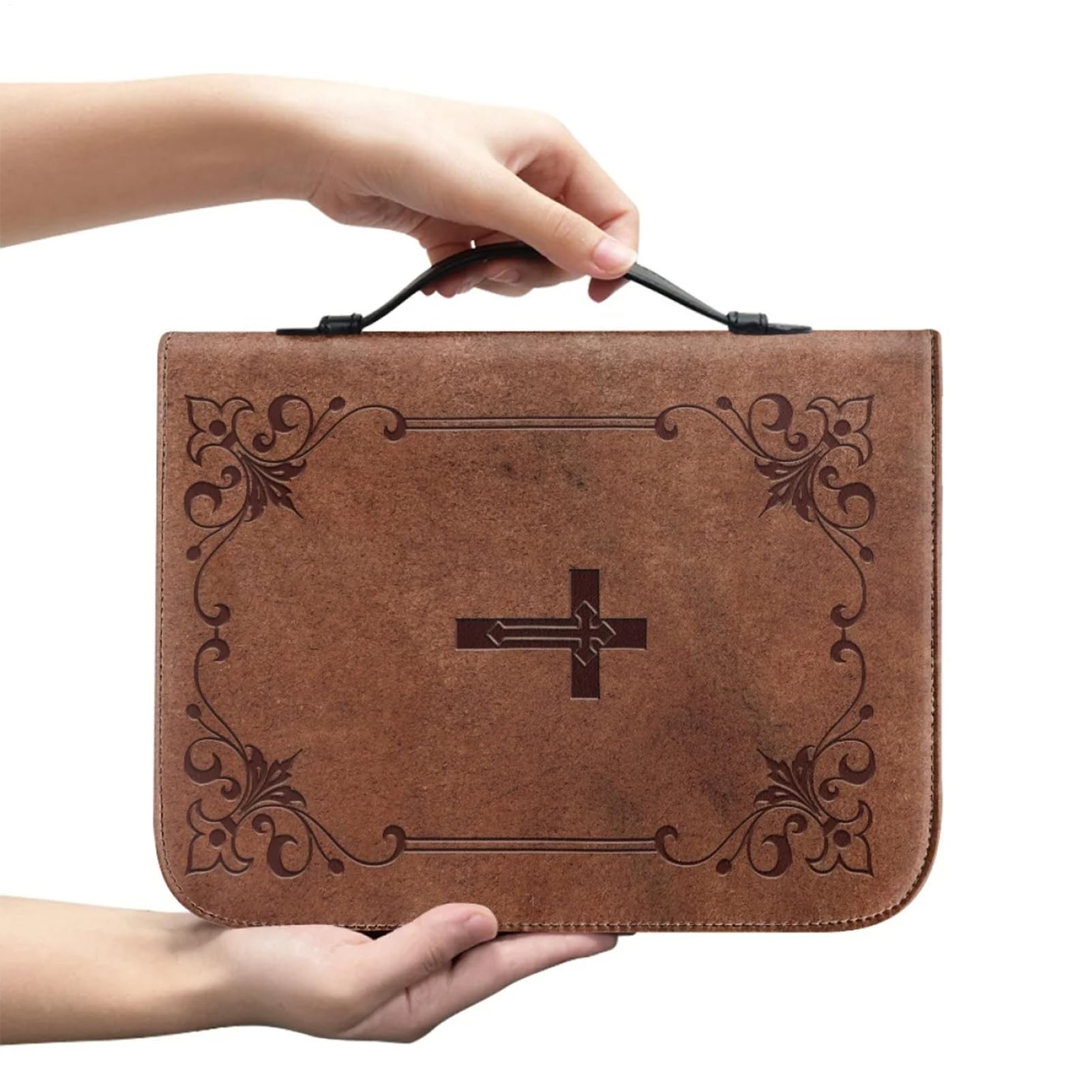 Bibelhülle – Buch-Organizer-Tasche aus PU-Leder, Vintage-Bibelhülle, tragbares Buch und manueller Schutz | Bibelabdeckung für Damen mit Reißverschluss, Bibelabdeckung für Damen, resistent
