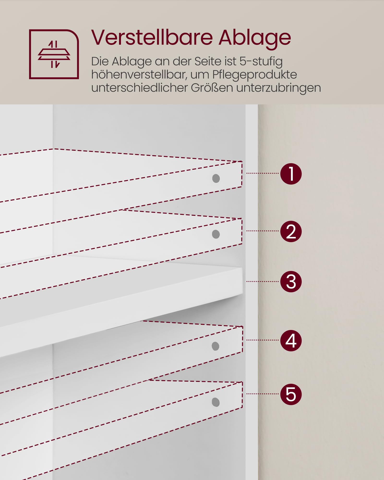 VASAGLE Waschbeckenunterschrank, offene Fächer an Einer Seite, rechts oder Links austauschbar, Badschrank, große Öffnung für Siphons, 30 x 80 x 64 cm, wolkenweiß BBK502W01
