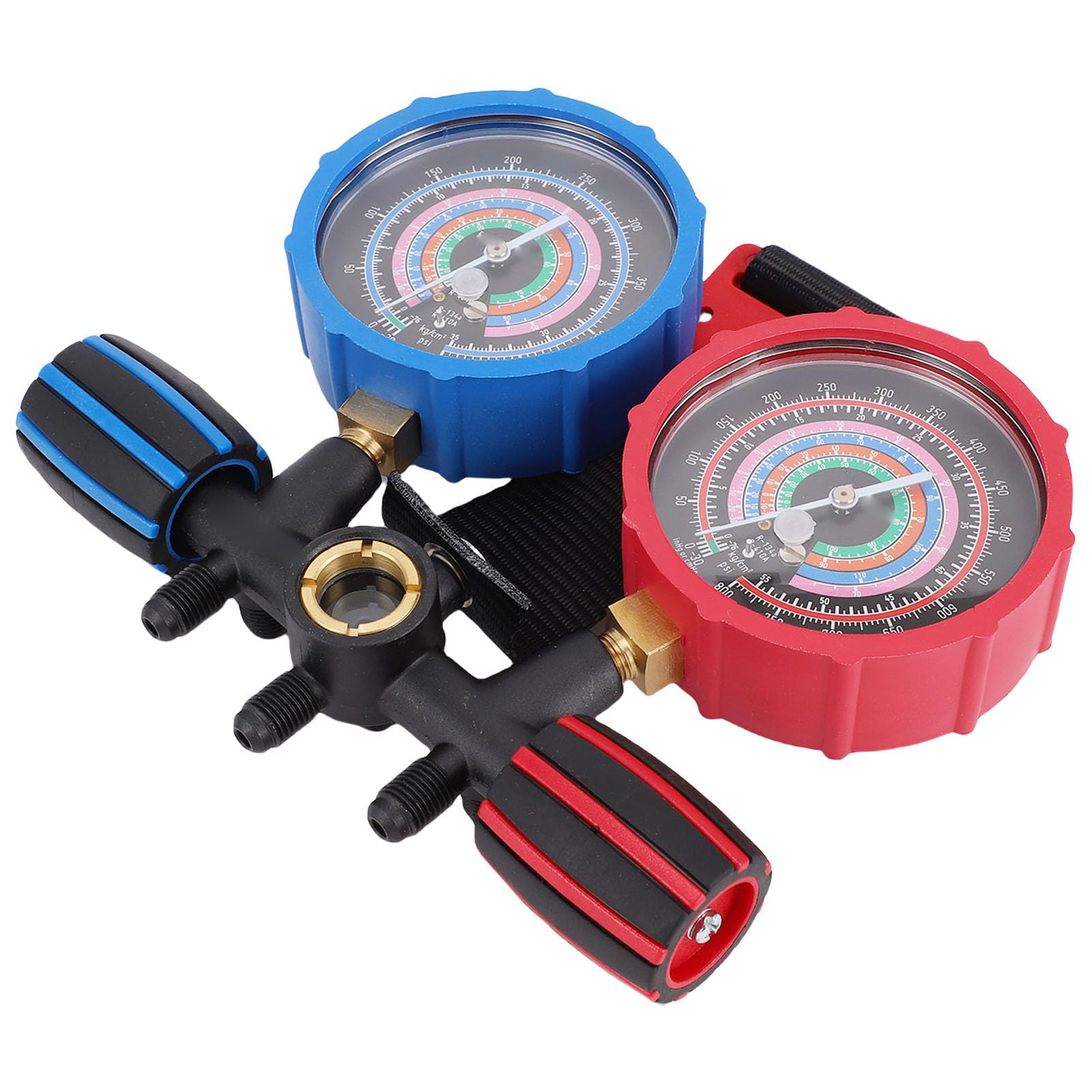 FTVOGUE HVAC Kältemittel Manometer Set, Aluminiumlegierung Messing Konstruktion, für R134 R22 R410A R404 Kühlmittel Befüllung und AC Diagnose