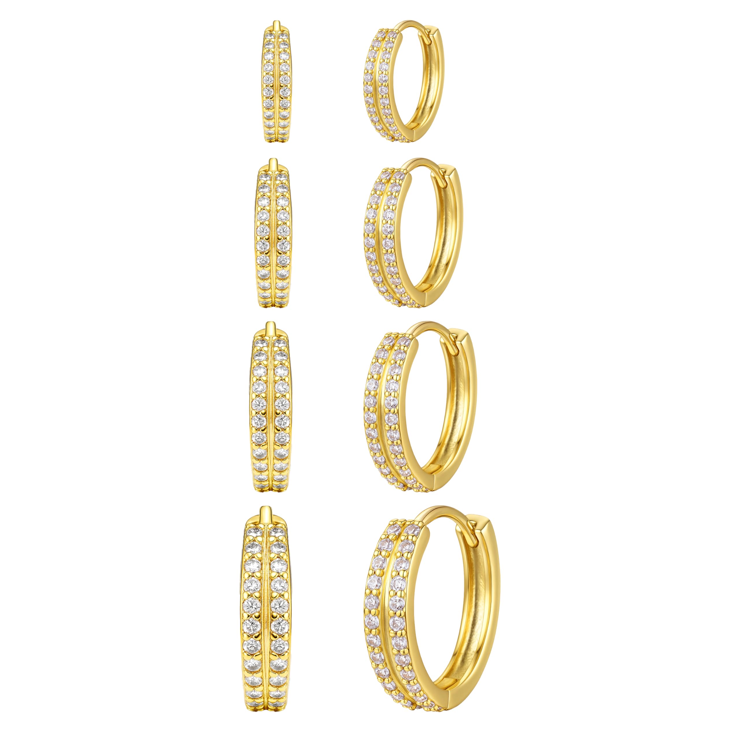 Small Gold Huggie Hoop Earrings Set for Women Men Hypoallergenic 14K Plated Stack Cartilage Earrings, Sterling Silver Multiple Piercing Lightweight Mini Thin Cute Dainty Trendy Jewelry Gifts for Women