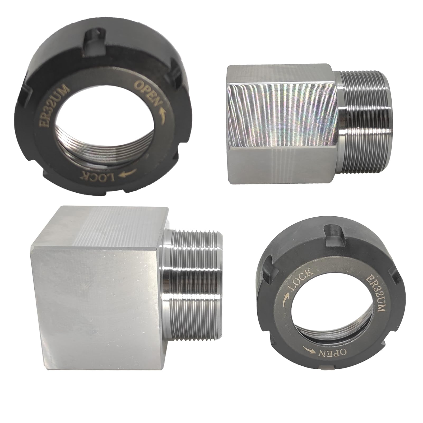 ER-32 Spannzangenblock, Vierkant- und Sechskant-Spannzangen-Block-Set, Werkhalterhalter, 0,005 mm Genauigkeit, hohe Rundlaufgenauigkeit, Fertigbearbeitung