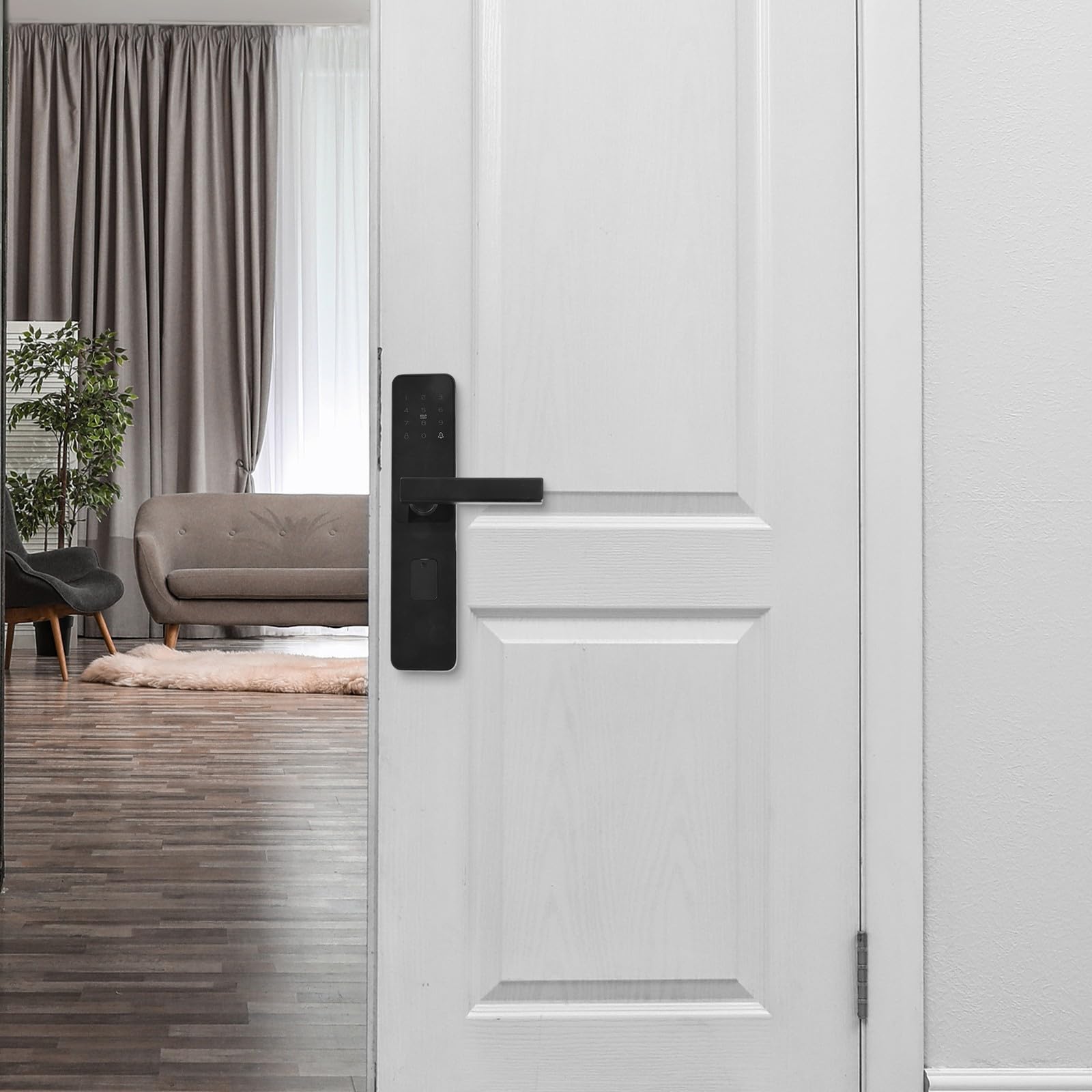 Cerradura inteligente de puerta electrónica, cerradura inteligente TTlock con control remoto de aplicación, contraseña y entrada de tarjeta IC, cerrojo antirrobo de aleación de aluminio