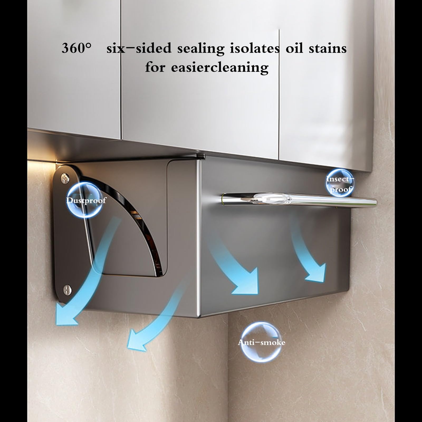 Mobiletto Contenitore Multifunzionale da Parete per Cucina e Bagno, in Acciaio al Carbonio, con Porta spezie e sportello Ribaltabile per la Preparazione di cibi, condimenti e Artic