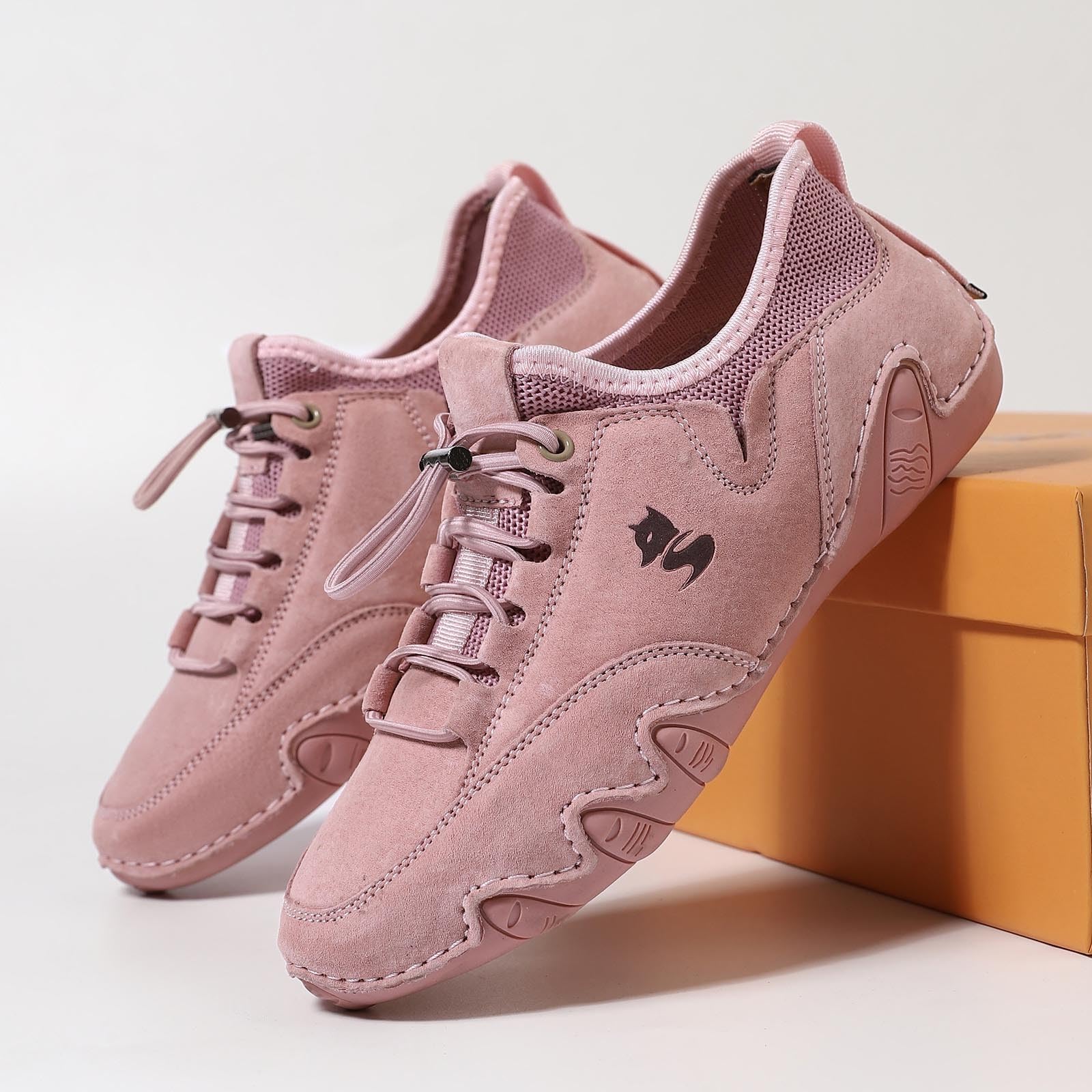 Zapatos casuales para mujer, zapatos casuales para mujer, botas chukka al tobillo, mocasines transpirables, hechos a mano, a la moda, tenis de caña media para caminar y conducir, Pink, 40 EU
