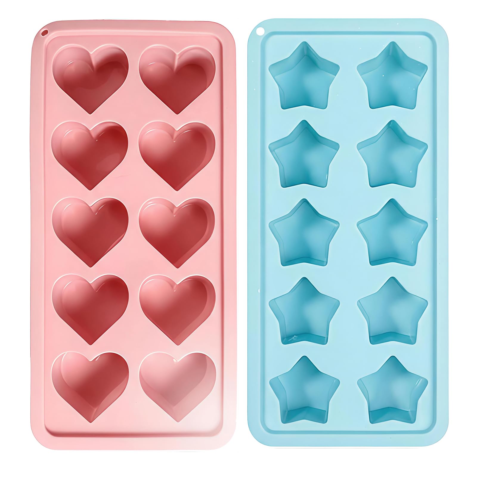 Star Ice Cube Tray, Heart Ice Cube Tray, Blue and Pink Silicone Moulds