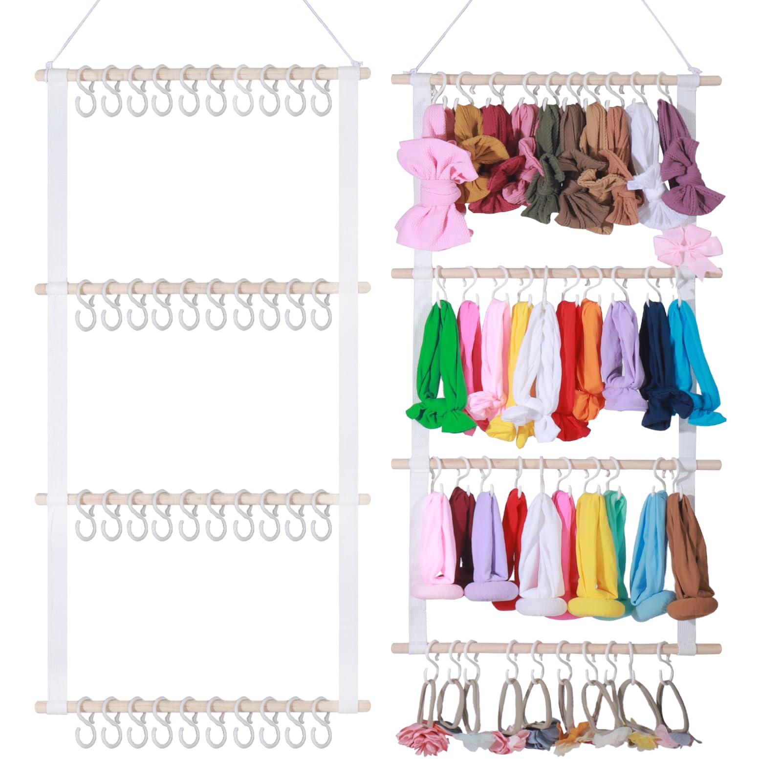 YOcity Headband Holder for Girls Baby Head Bands Hair Accessories Organizer Storage Wall Hanging Decor for Nursery Toddler Girls Room(White)