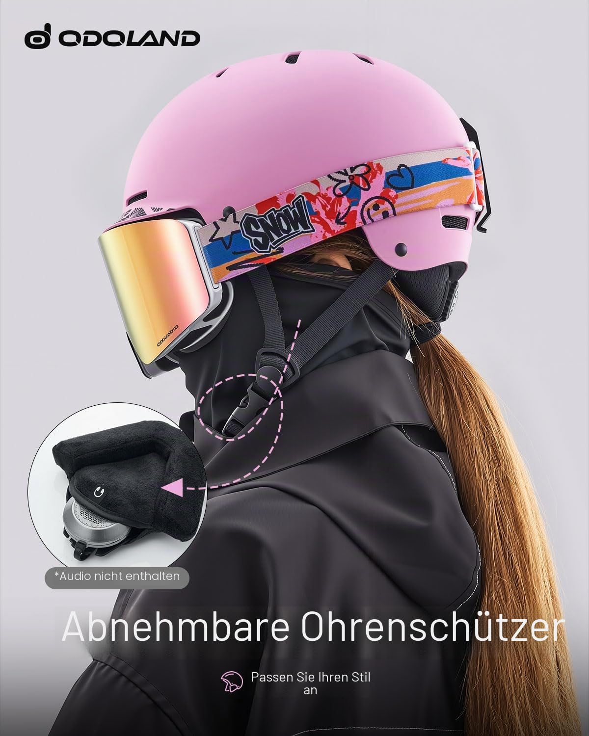 Odoland Skihelm für Erwachsene und Jugend, Snowboardhelm für Herren und Damen, Schneehelm mit Ventilationssystem Abnehmbaren Ohrenpolstern, Brillenkompatibel für Skifahren & Snowboard