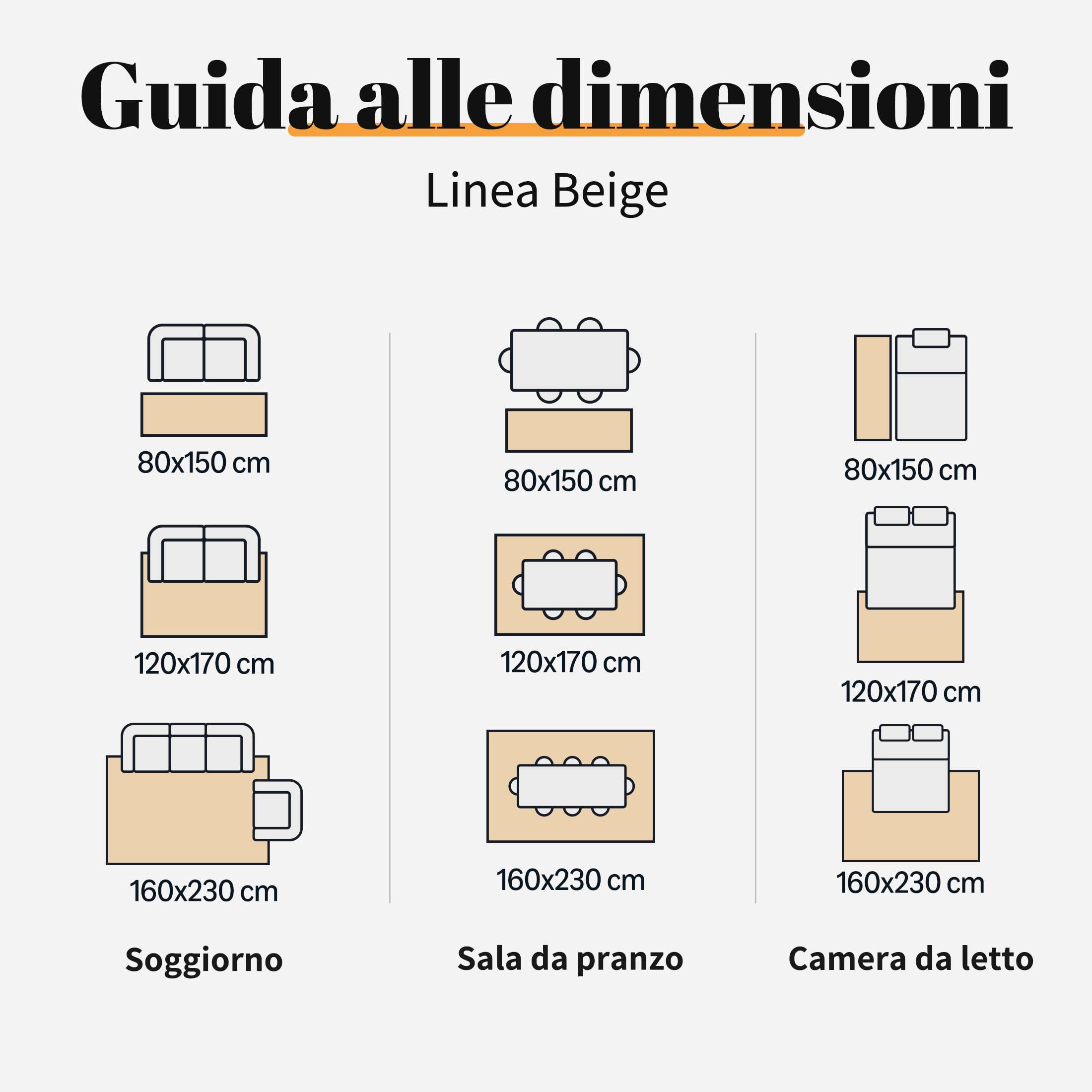 Sonive Tappeto da Cucina Motivo a Linee, Impermeabile, Antiscivolo, Lavabile, Morbido per Interni/Esterni (Soggiorno, Camera, Cameretta) 160x230 cm Beige