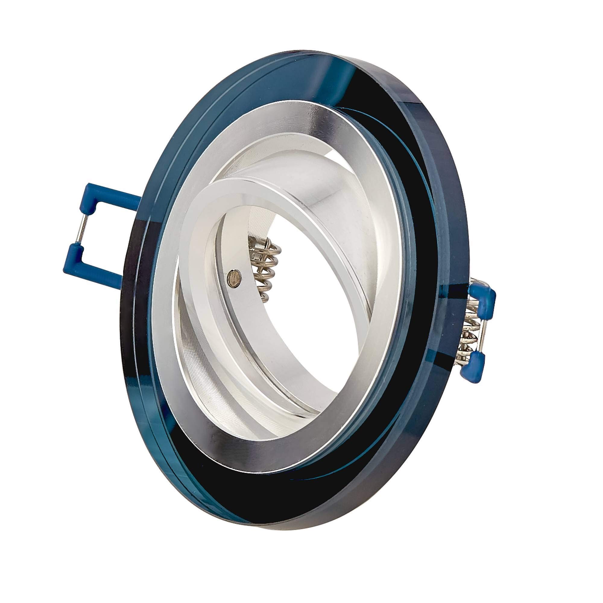 12x LED Einbaustrahler Set Glas rund - schwarz 7,5 Watt dimmbar warmweiß 230V - GU10 Einbau-spot schwenkbar flach als Deckenleuchte Decken-Strahler - Einbauleuchte 75-80mm Bohrloch
