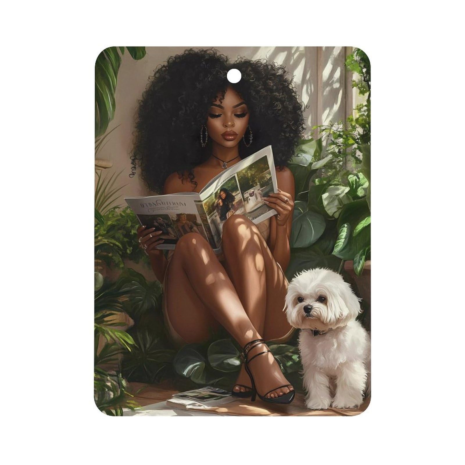 African American Black Woman Car Air Freshener Hanging Aromatherapy Tablets for Car Accessories Square