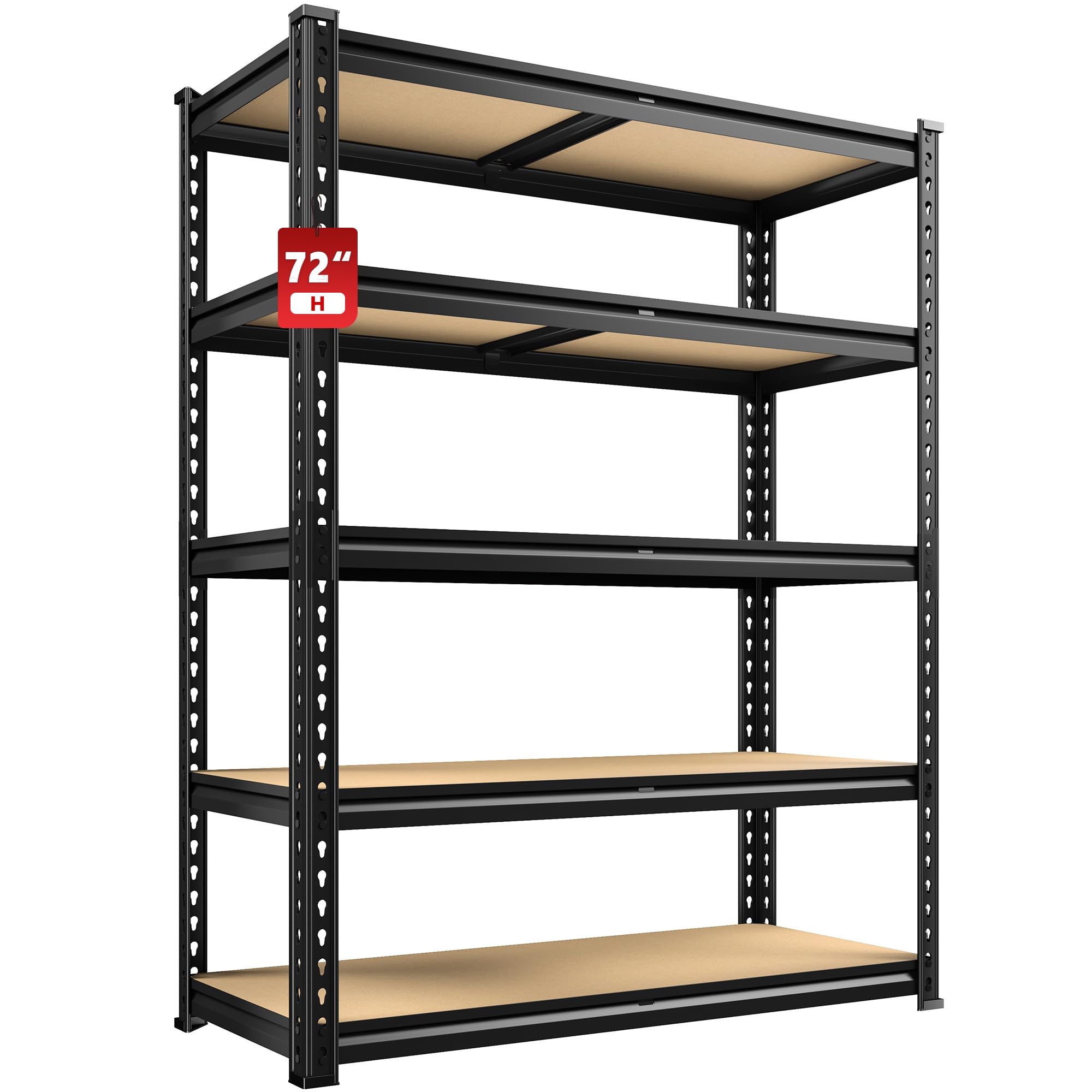 REIBII 2020LBS Storage Shelves 5 Tier Garage Shelving Heavy Duty Adjustable Garage Shelves, Utility Rack Shelf, Shelving Units for Storage Warehouse Pantry Closet, 35.5" W x 11.9" D x 72" H, Black