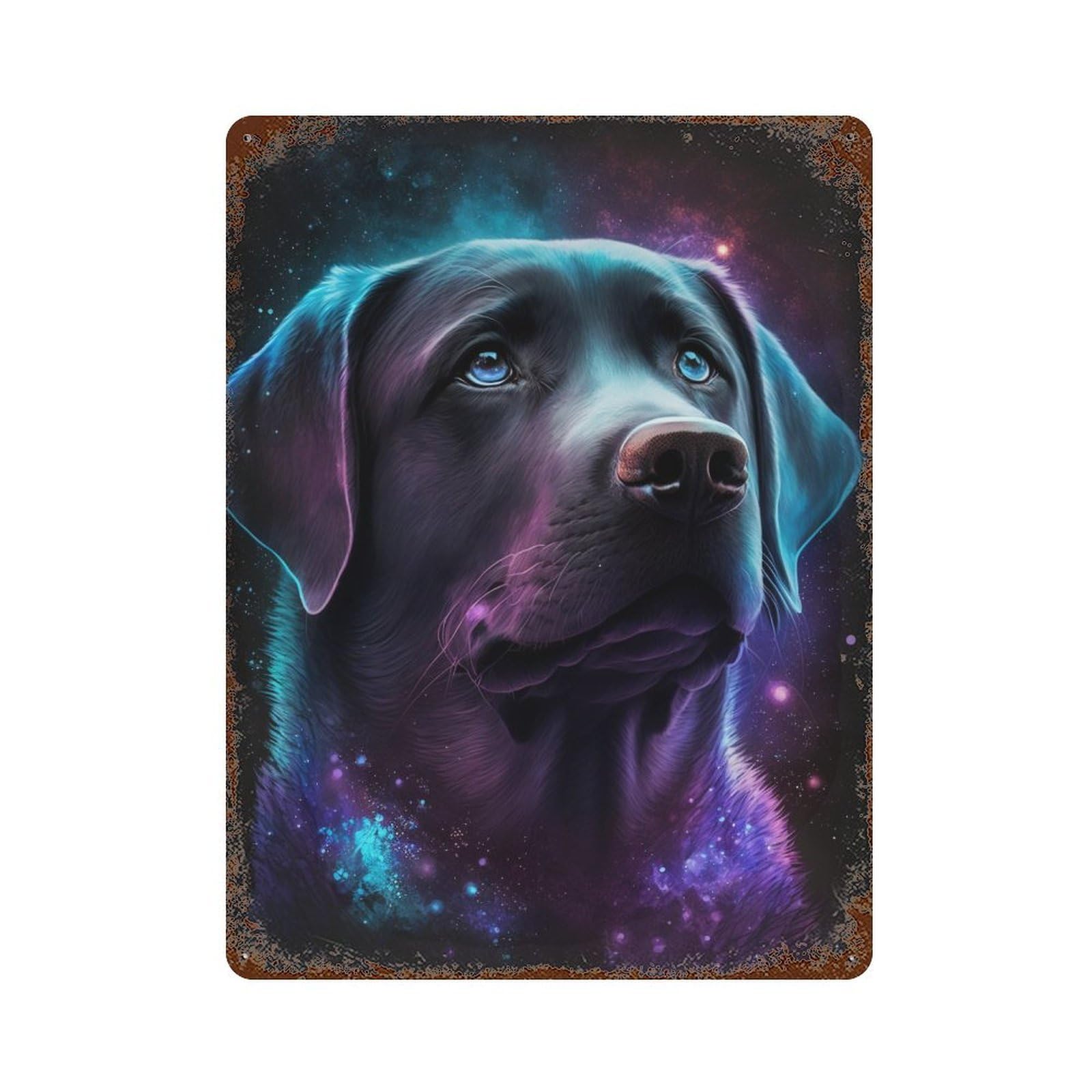 Cosmic Labrador Art Print-1 15.7"x11.8" Rustic Tin Plaque, Industrial Home Decor for Farmhouse, Kitchen And Entryway Decor