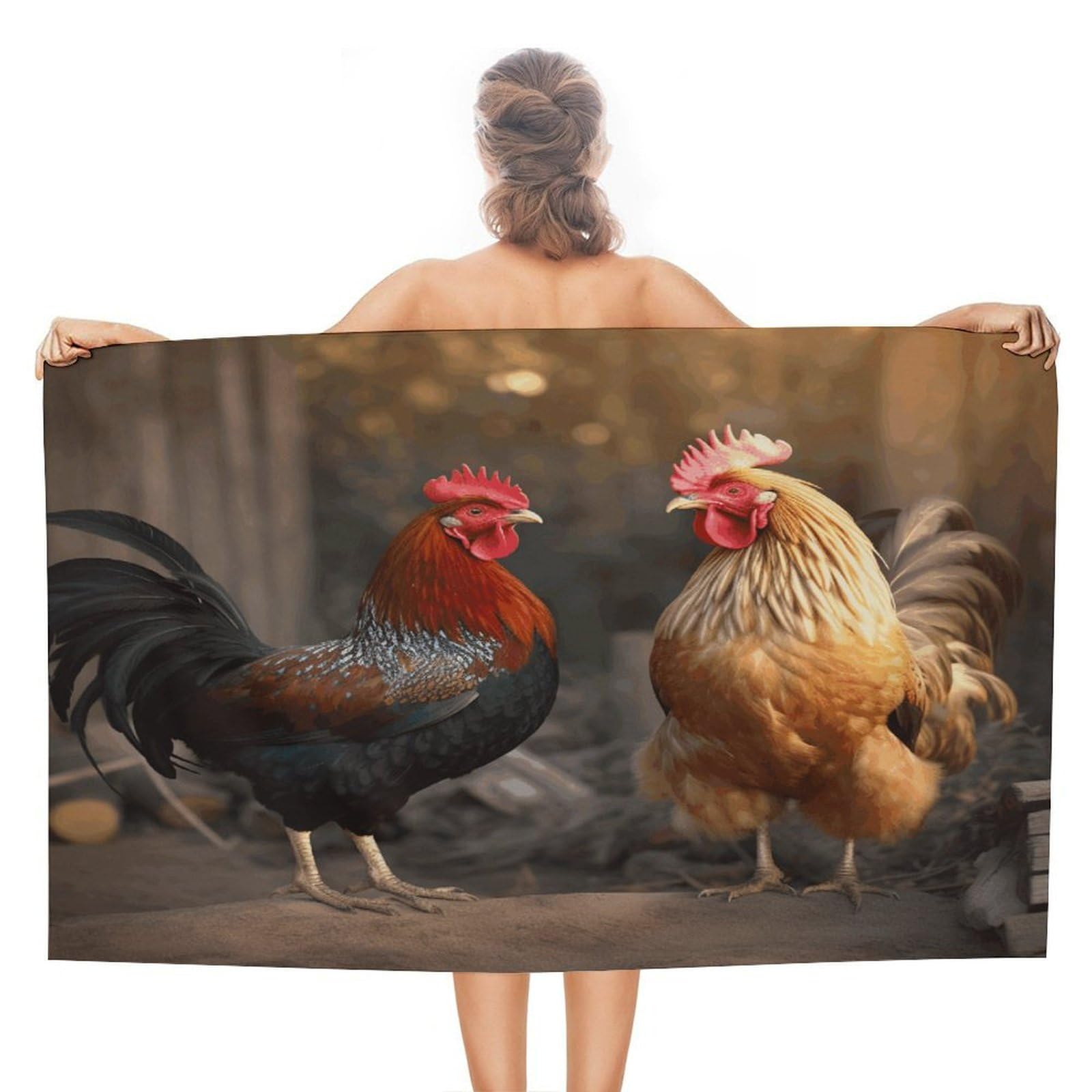 VstaDank Rooster and Chicken Beach Towels Super Absorbent Soft Lightweight Towel Large Stylish Swim Pool Towels Quick-Dry Oversize Bath Towel Travel Blankets for Adult Vacation&Gift