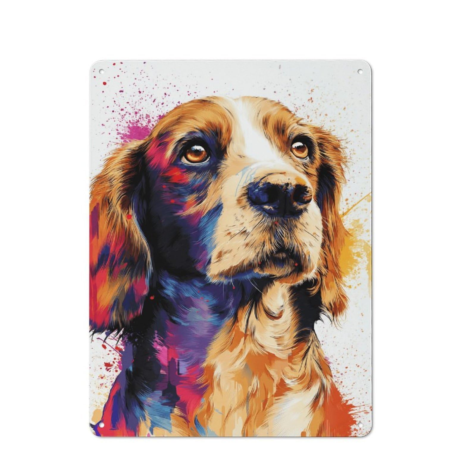 Junmoney Colorful Abstract Dog Portrait -19 Vintage Bistro Metal Sign 40X30cm, Bistro Wall Plaque For Takeaway, Bar, Kitchen Or Counter Area