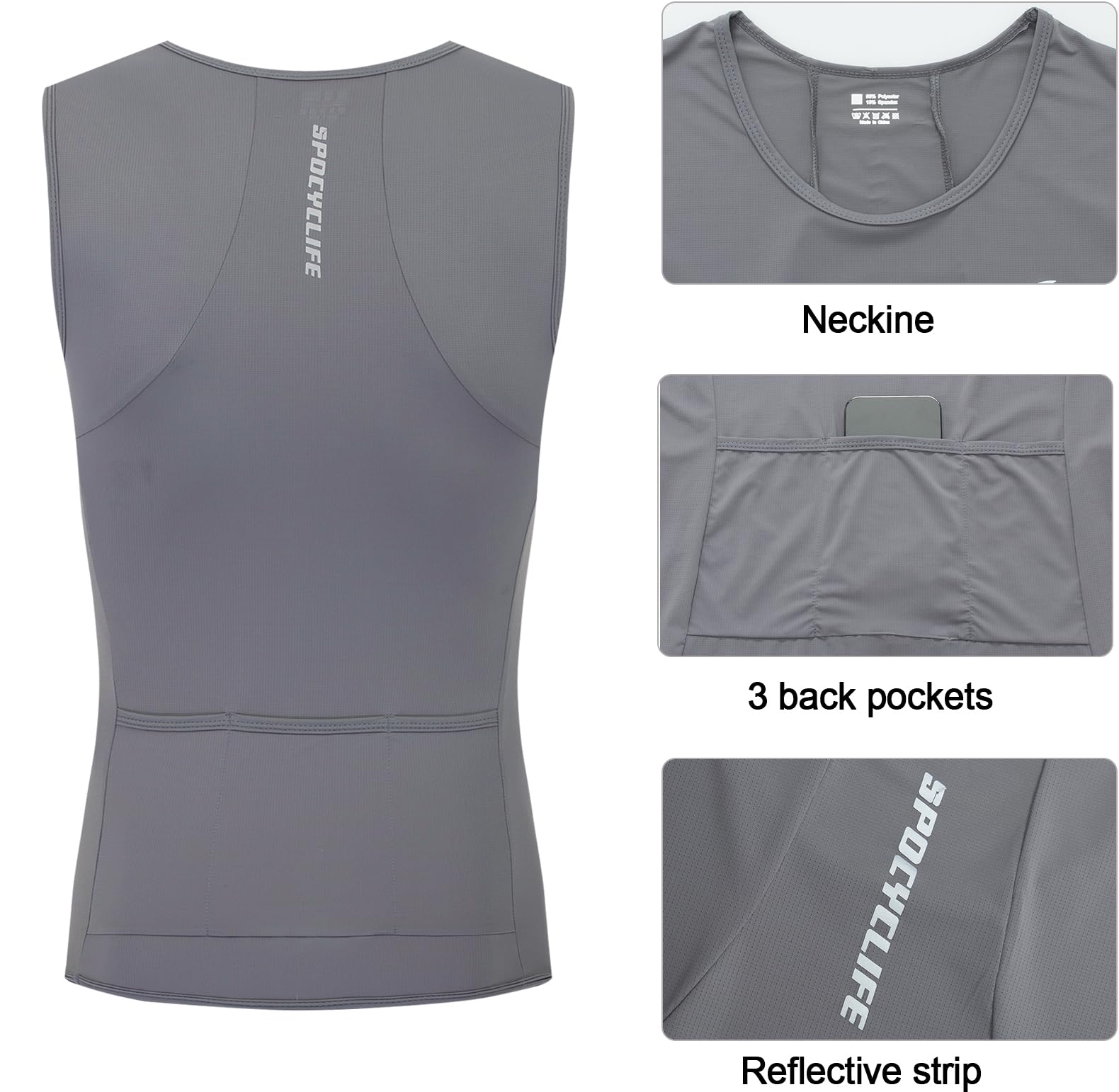 Maillot de Cyclisme sans Manches Homme Respirant et Léger, Maillot de Vélo de Débardeur Homme à Séchage Rapide avec 3 Poches Idéal pour Cyclisme et l'Entraînement