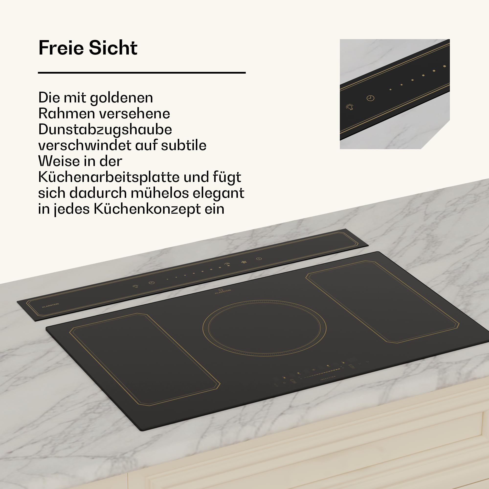 Klarstein Victoria Downdraft Dunstabzugshaube A++ 720 m³/h 52 dB Touchscreen LED Schwarz