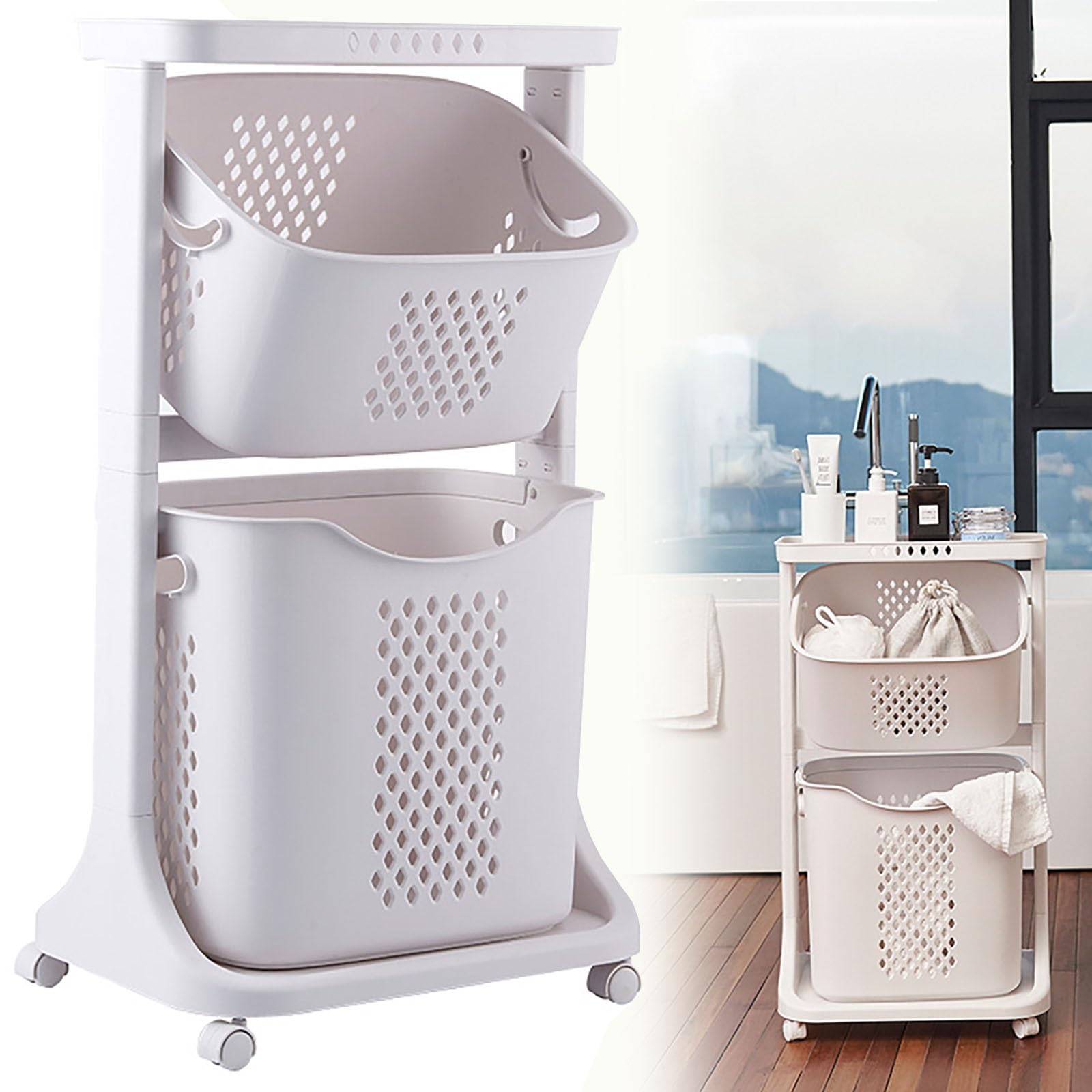 Sto Solut - Cesto portabiancheria portatile con manici, rimovibile, per lavanderia, camera da letto, bagno, salvaspazio