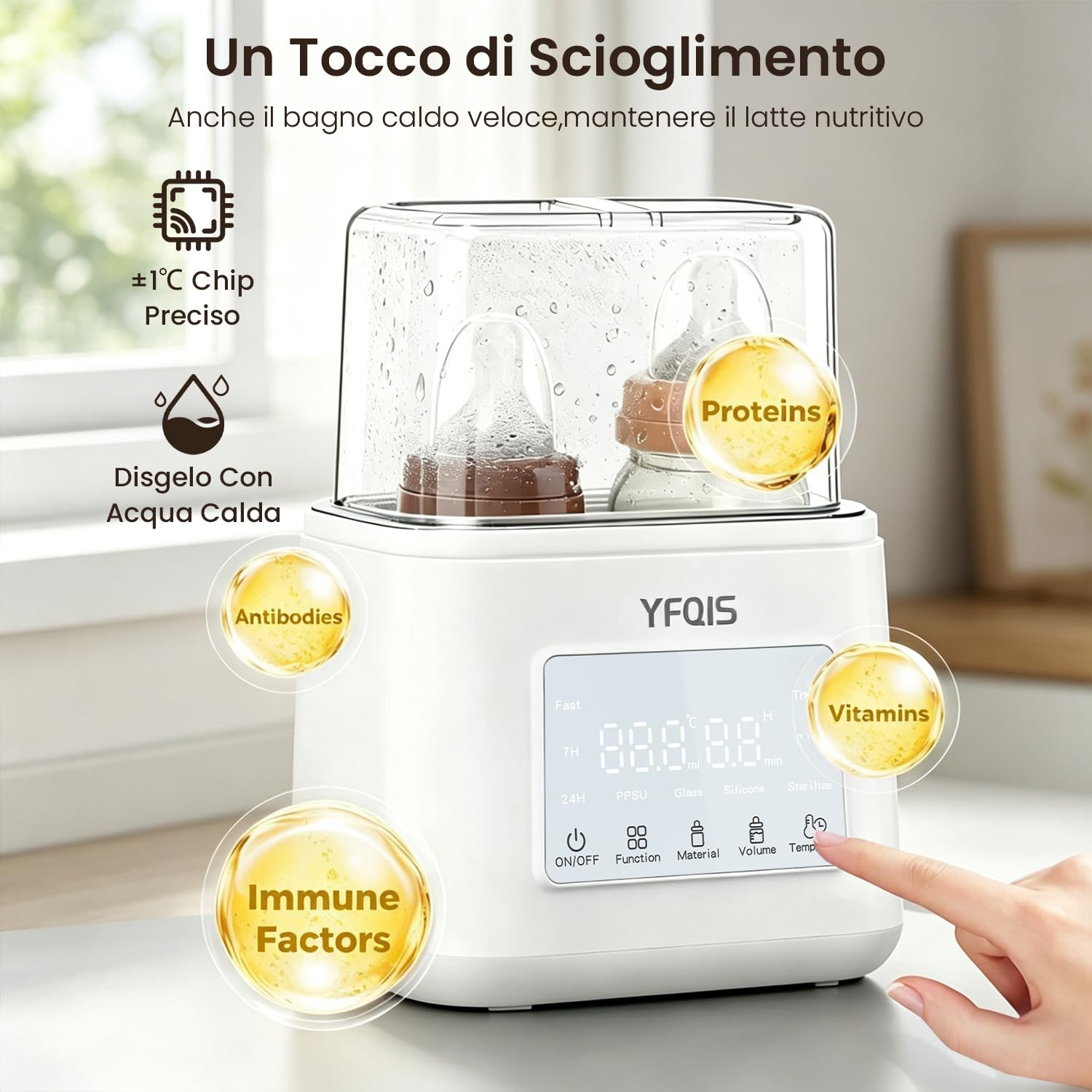 Scaldabiberon e Sterilizzatore Biberon 10 in 1,Scalda biberon e Scalda Pappa 230W Riscaldamento Rapido e Sbrinamento,con Display LCD,Timer,Mantiene il Calore,Senza BPA - 5