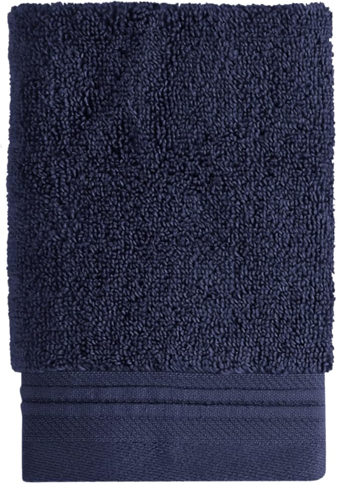 Kate Spade New York Scallop Pleat 610 GSM Terry 1 Piece Bath Towel, 30 x 56 Inches, 100% Cotton (French Navy)