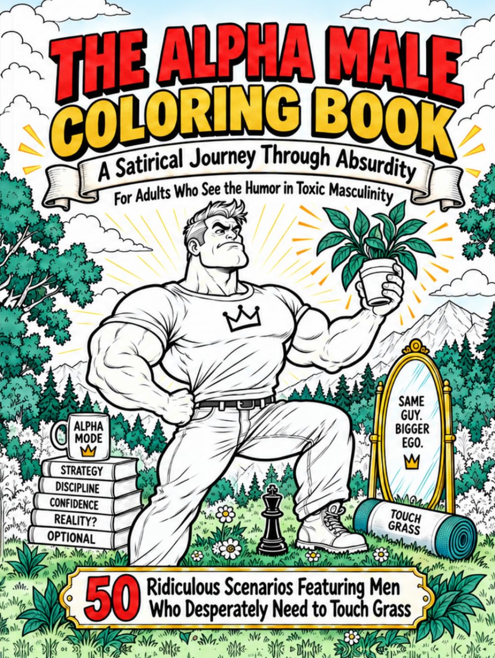 The Alpha Male Coloring Book: Satirical Journey Through Absurdity (Satirical Coloring for Grown-Ups)