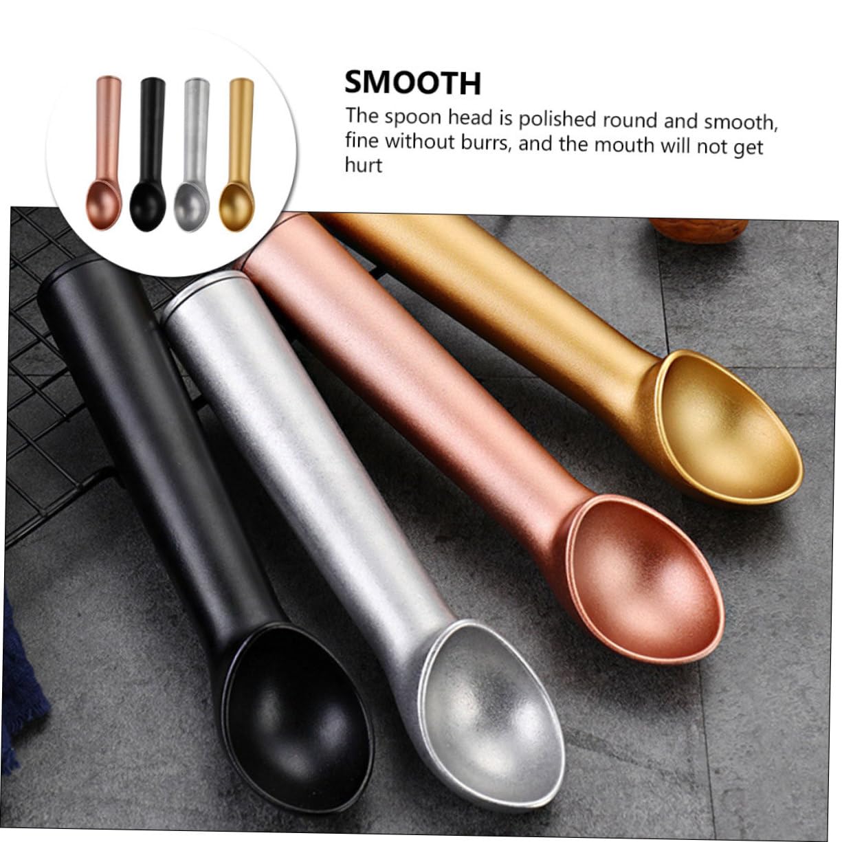Cabilock 4 Pièces Lot de Cuillères à Glace Cuillères à Fruits et Dessert Pelles à Glace et Fruits