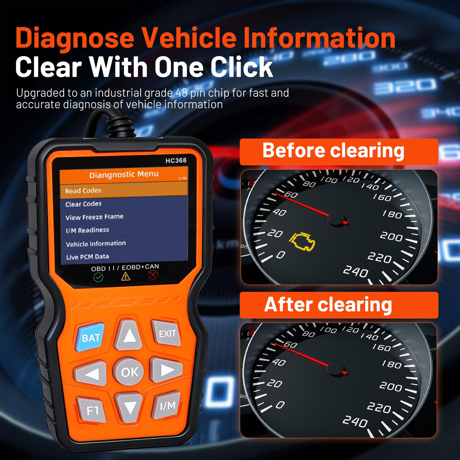 OBD2 Diagnosis Coche,Scanner OBD2,Diagnosis Coche Multimarca en Español,Maquina de Diagnosis para Coche,Lector de Código,Compatible BMW Mercedes Audi Vehículos OBDII (HC368) - 4