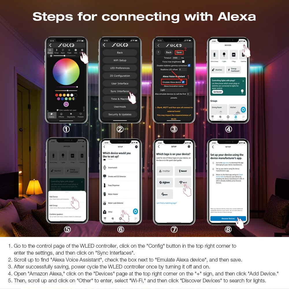GLEDOPTO Controlador de banda WLED ESP32 Mic UART Descargar Música Modo dinámico RGB IC DIY WiFi APP Fácil de usar para WS2811/WS2812/SK6812/TM1814/WS2813/WS2815 FCOB